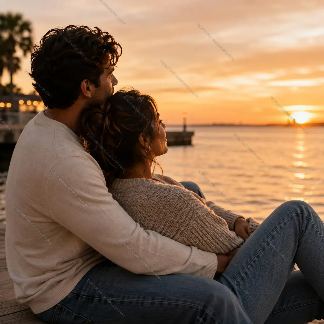 Romantic sunset together